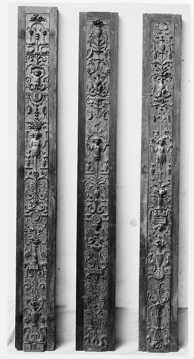 Pilaster panel (part of a set of eight), Oak, French