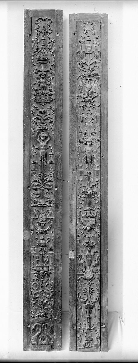 Pilaster panel (part of a set of eight), Oak, French