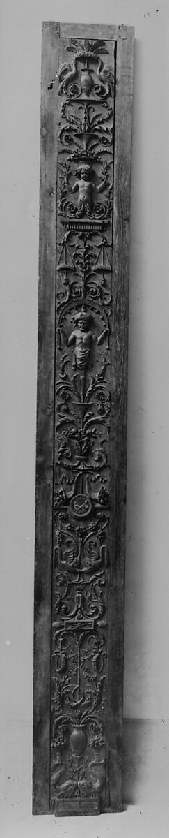 Pilaster panel (part of a set of eight), Oak, French