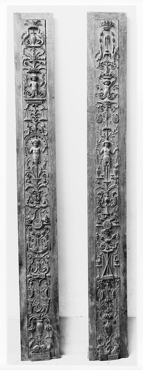 Pilaster panel (part of a set of eight), Oak, French