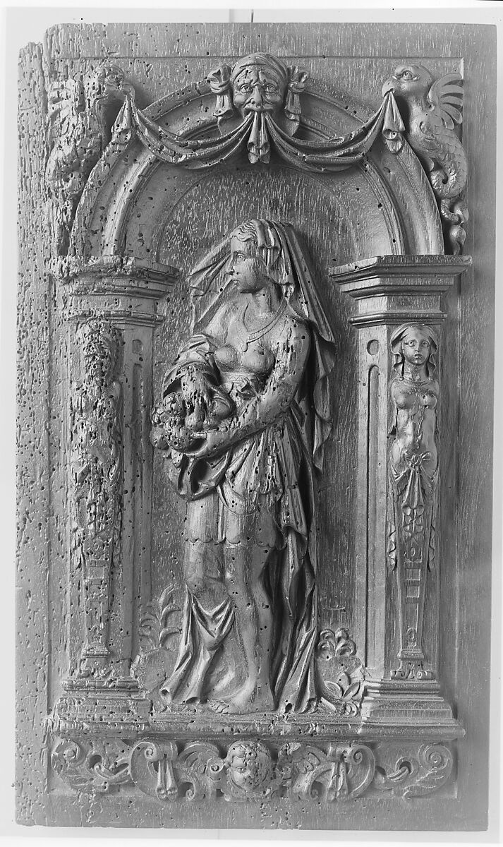 Panel, Carved walnut, French 