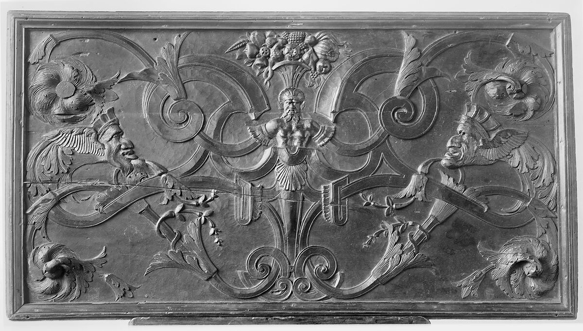 Panel, Carved walnut, French 