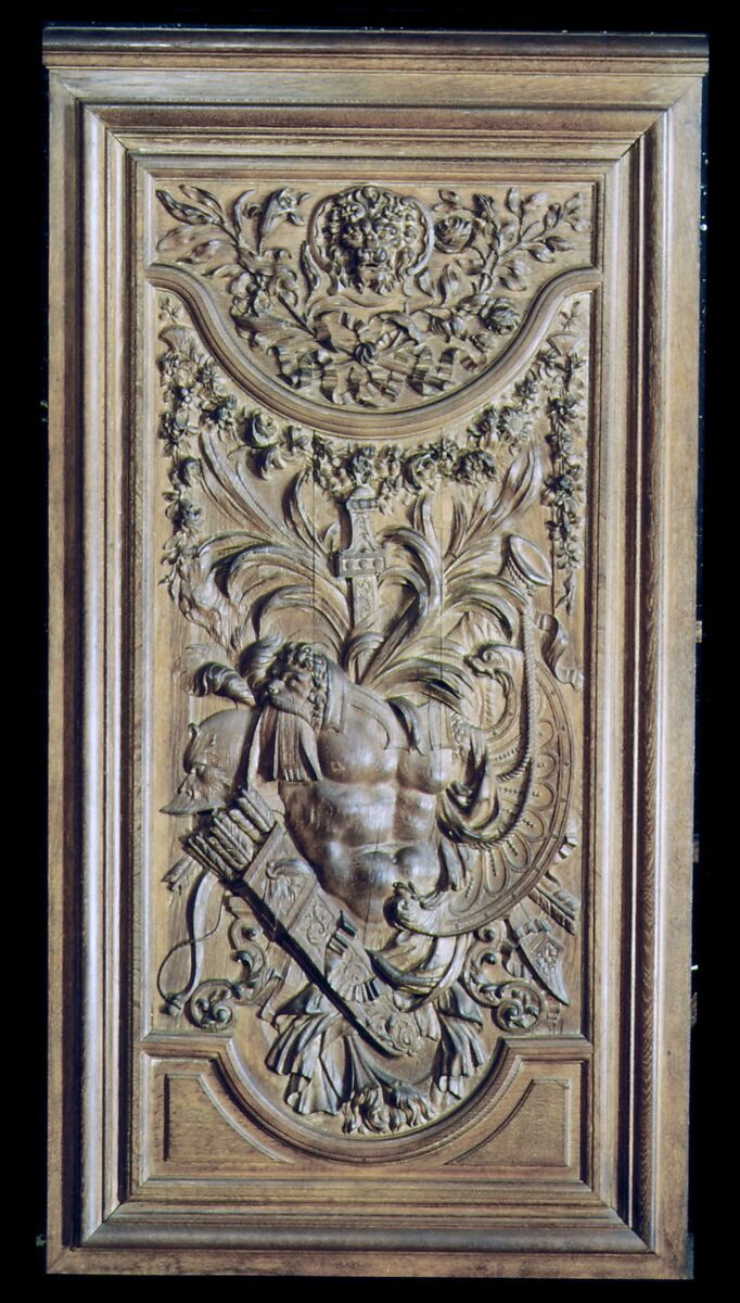 Panels (part of a set), Carved oak, originally painted and gilded, French 