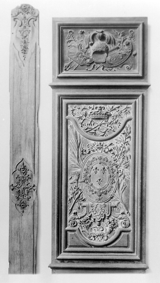 Panel (part of a set), Carved oak, originally painted and gilded, French 