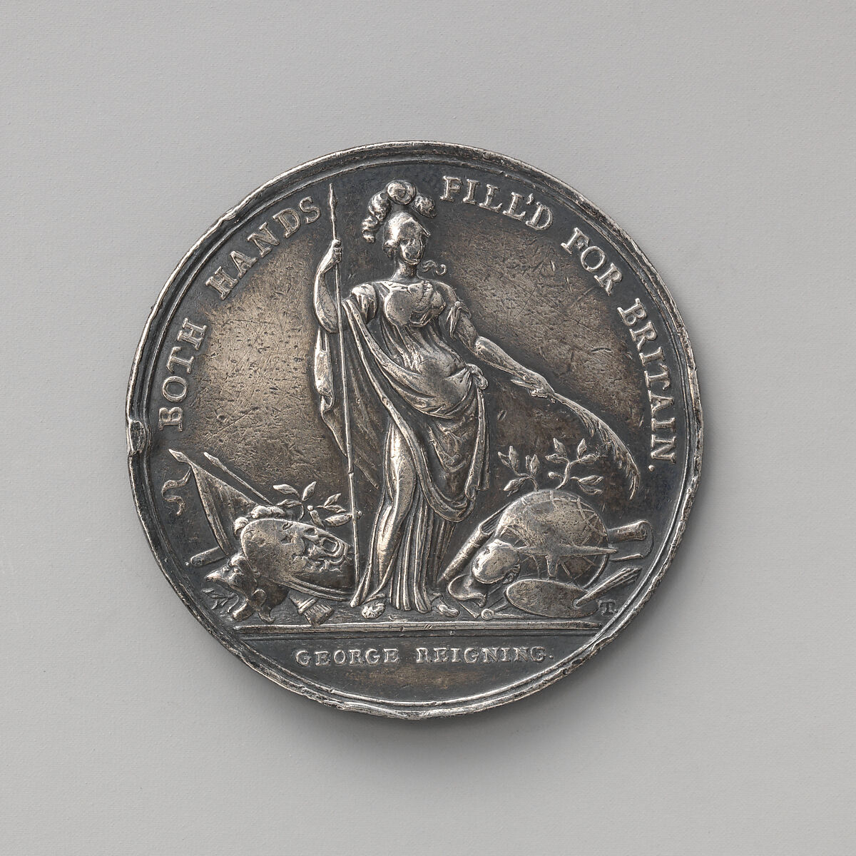 Jernegan's Lottery Medal, Medalist: John Sigismund Tanner (British, 1728–1775), Silver, struck, British 