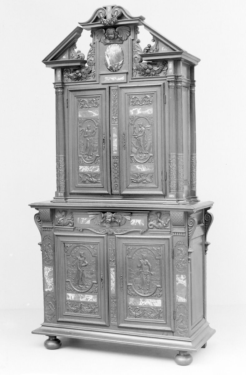 Cabinet, Walnut, marble, French 