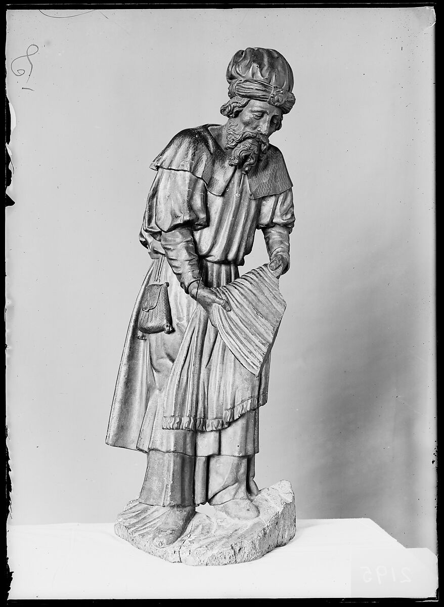 A Bearer at the Sepulchre (Joseph of Arimathea or Nicodemus), Style of Juan de Valmaseda (1488/93–after 1548), Walnut, polychromed and gilded, Spanish, Palencia 