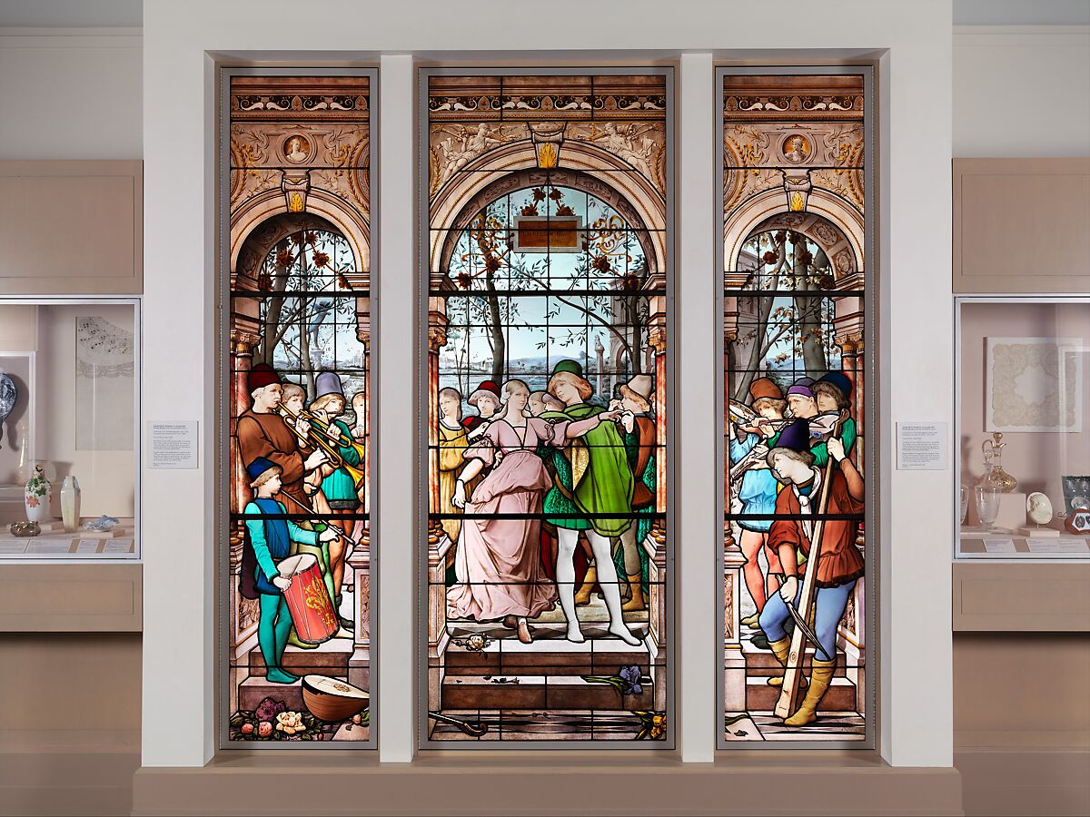 La Danse des Fiançailles, Luc-Olivier Merson  French, Stained glass, French, Paris