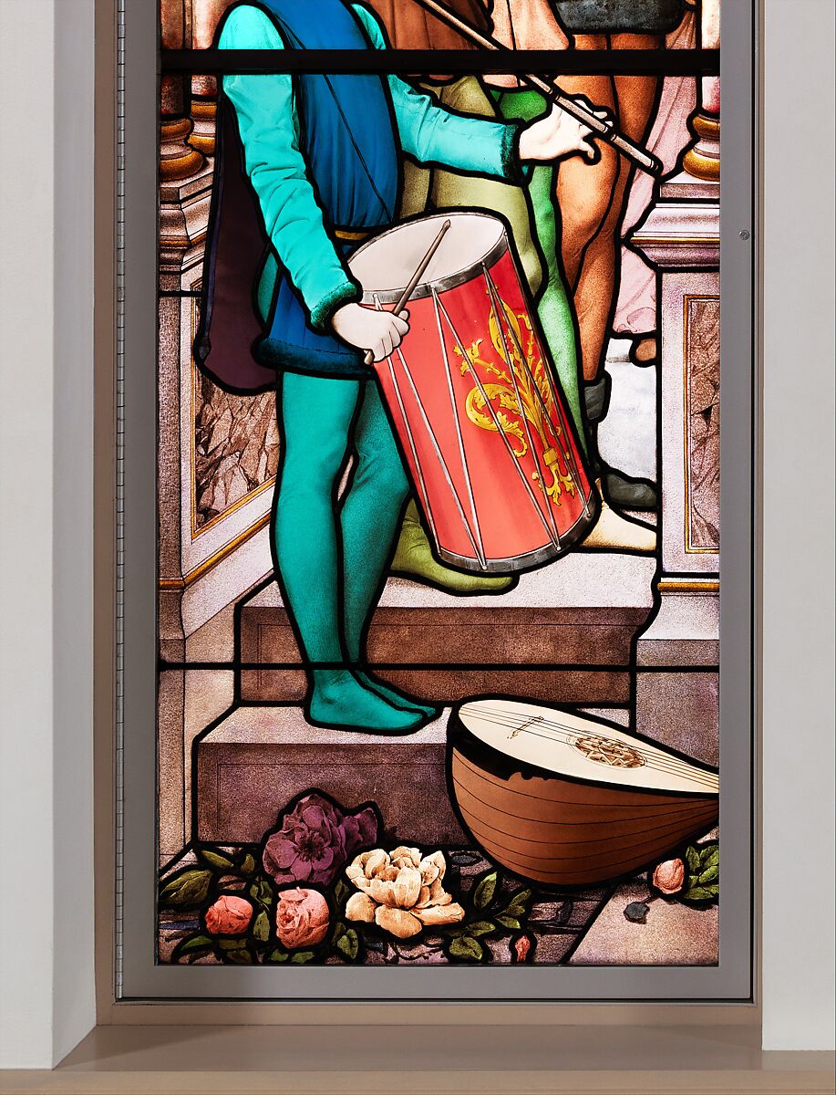 La Danse des Fiançailles, Luc-Olivier Merson (French, Paris 1846–1920 Paris), Stained glass, French, Paris