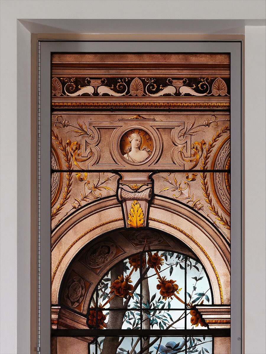 La Danse des Fiançailles, Luc-Olivier Merson (French, Paris 1846–1920 Paris), Stained glass, French, Paris