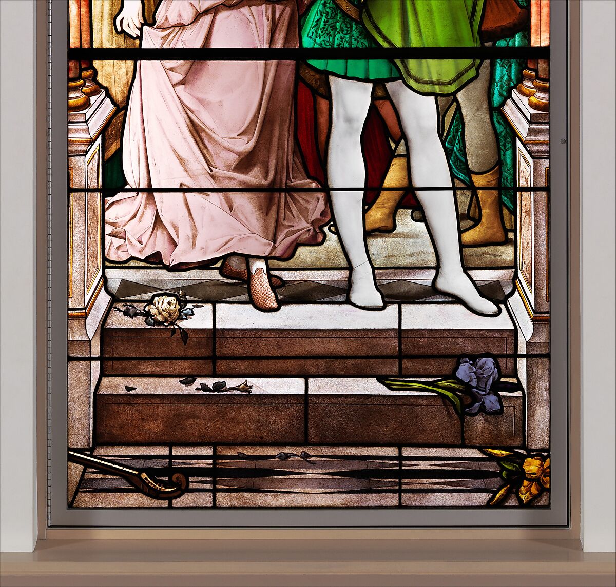 La Danse des Fiançailles, Luc-Olivier Merson (French, Paris 1846–1920 Paris), Stained glass, French, Paris