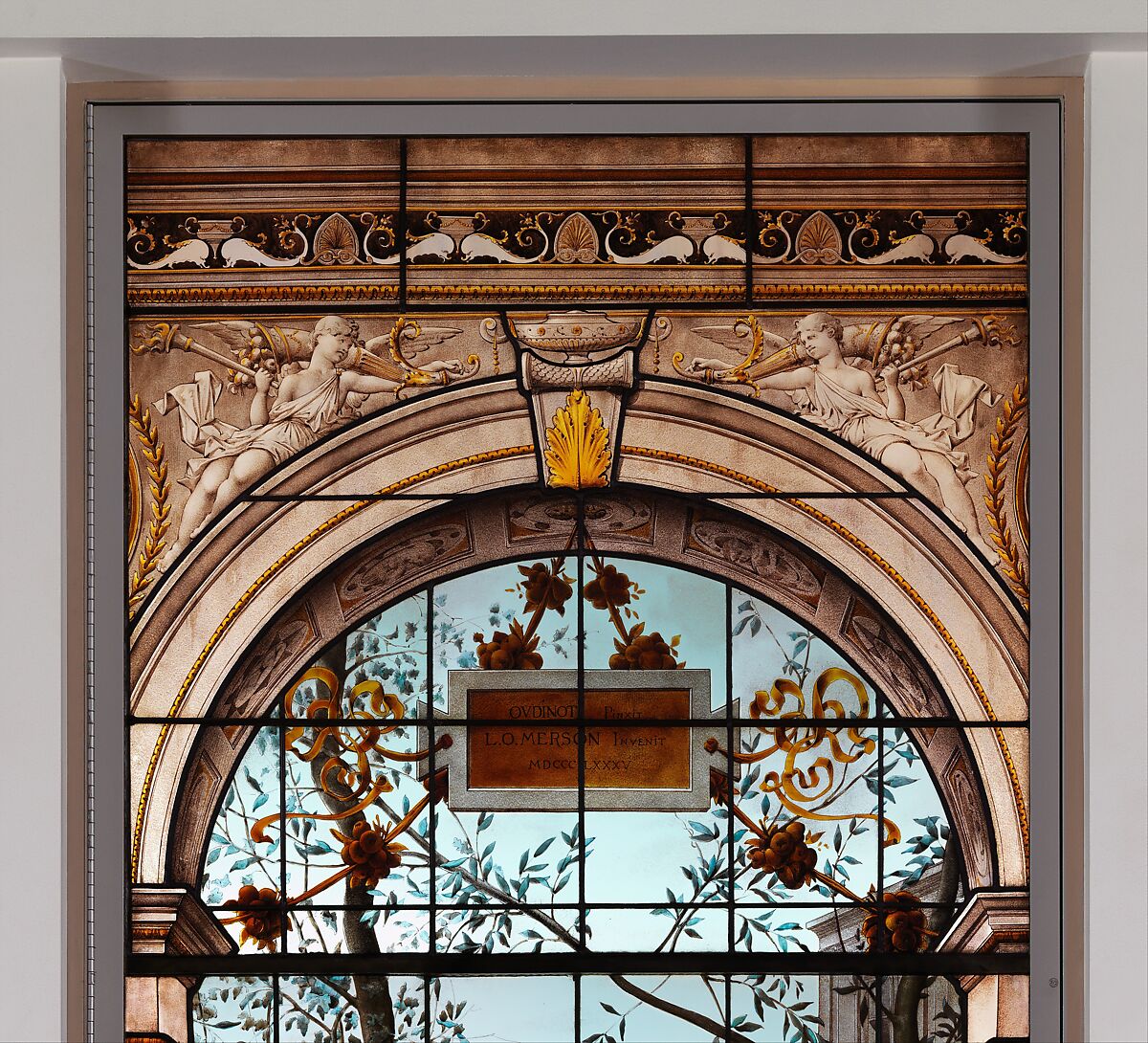 La Danse des Fiançailles, Luc-Olivier Merson (French, Paris 1846–1920 Paris), Stained glass, French, Paris