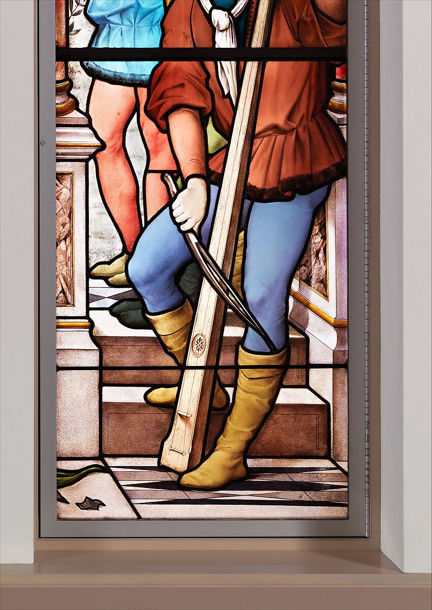 La Danse des Fiançailles, Luc-Olivier Merson (French, Paris 1846–1920 Paris), Stained glass, French, Paris