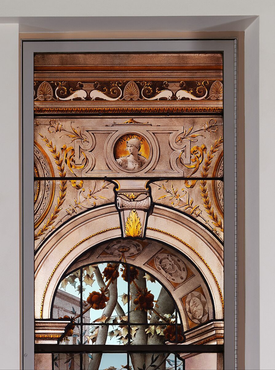 La Danse des Fiançailles, Luc-Olivier Merson (French, Paris 1846–1920 Paris), Stained glass, French, Paris