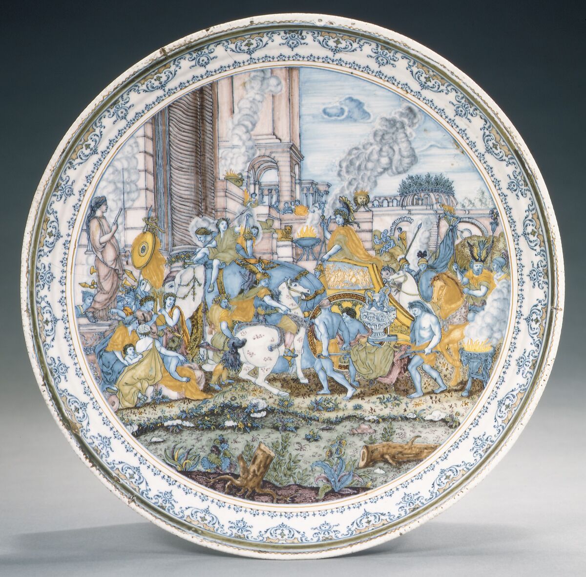 Plate, Miguel Soliva (Spanish, active 1727–55), Tin-glazed earthenware, Spanish, Alcora 