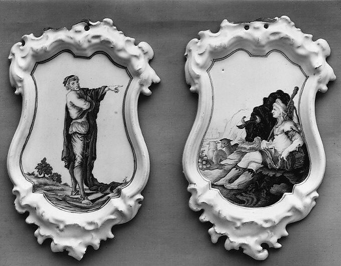 Plaque (one of a pair), Alcora Manufactory (Spanish, 1727–1895), White enameled earthenware, Spanish, Alcora