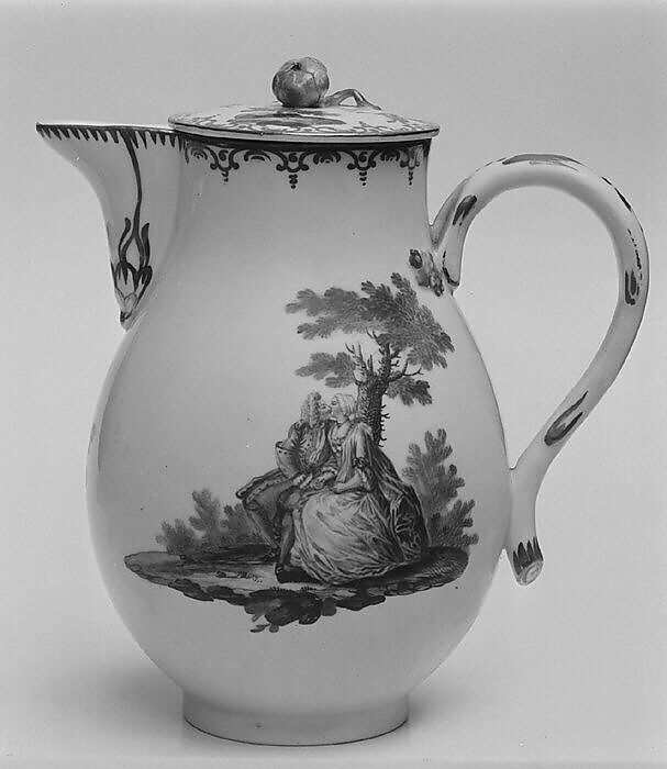 Milk pot, Probably Ansbach Pottery and Porcelain Manufactory (German, 1758–1860), Hard-paste porcelain, probably German, Ansbach with Dutch, The Hague decoration 