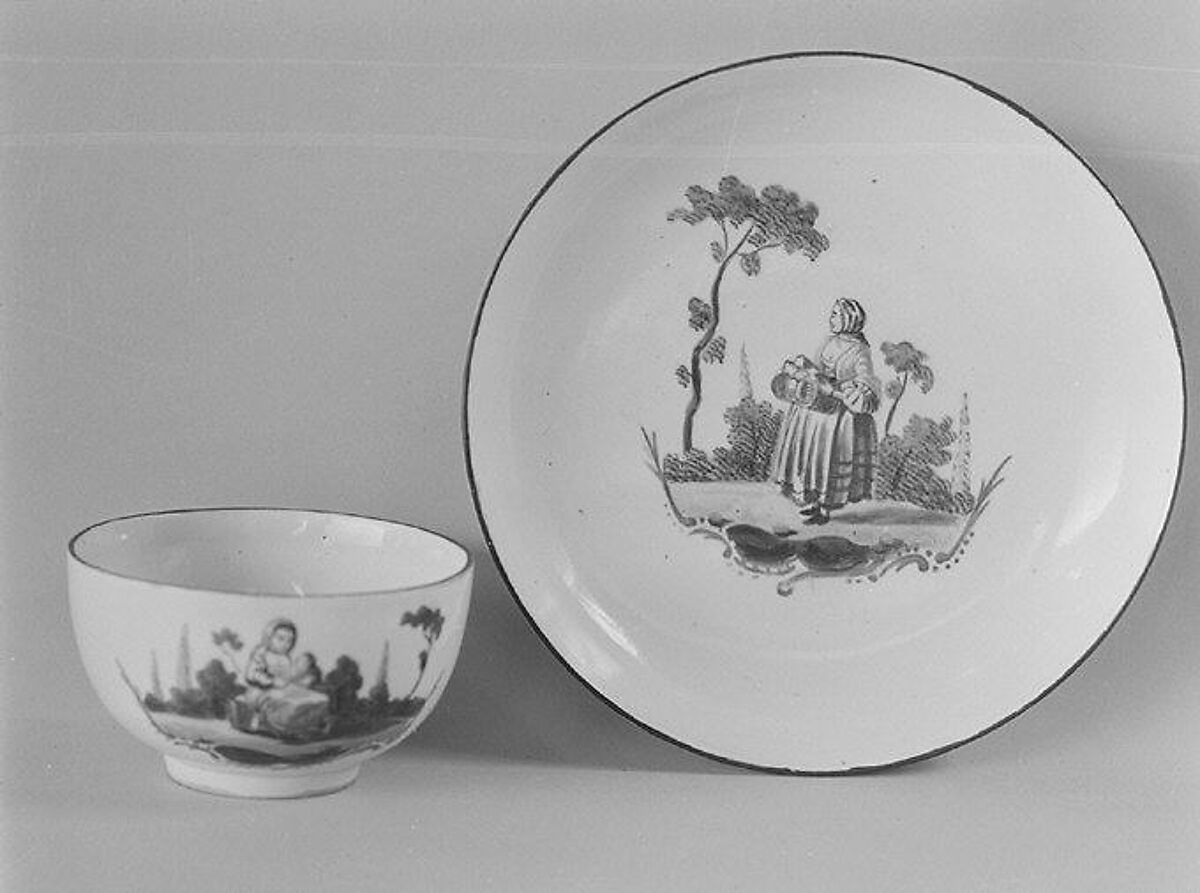 Teabowl and saucer, Weesp, Hard-paste porcelain, Dutch, Weesp 