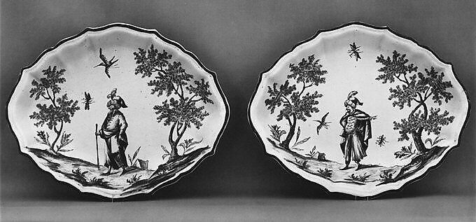 Dish (one of a pair), Felice Clerici (Italian, active Milan, 1745–88), White-enameled earthenware, Italian, Milan