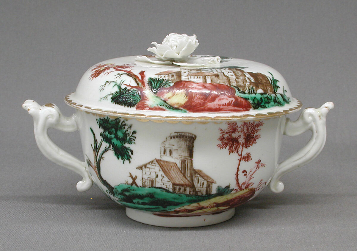 Bowl with cover, Le Nove Porcelain Manufactory, Soft-paste porcelain, Italian, Nove 