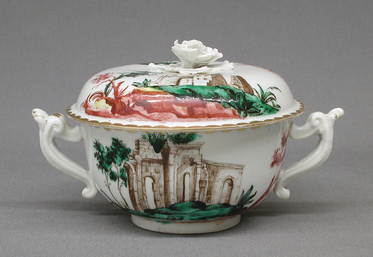 Bowl with cover, Le Nove Porcelain Manufactory, Soft-paste porcelain, Italian, Nove