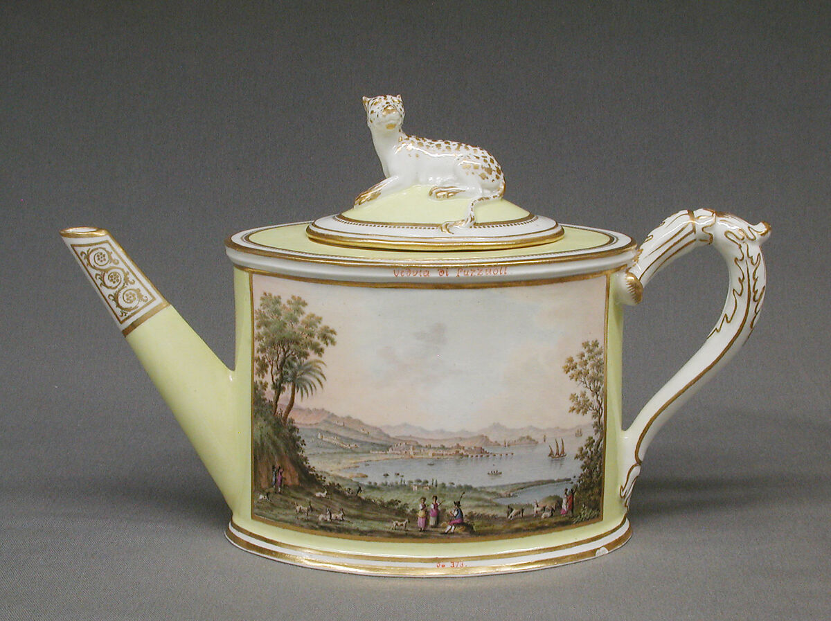 Teapot, Royal Porcelain Manufactory, Naples (Ferdinand IV period, ca. 1771–ca. 1807), Soft-paste porcelain, Italian, Naples 