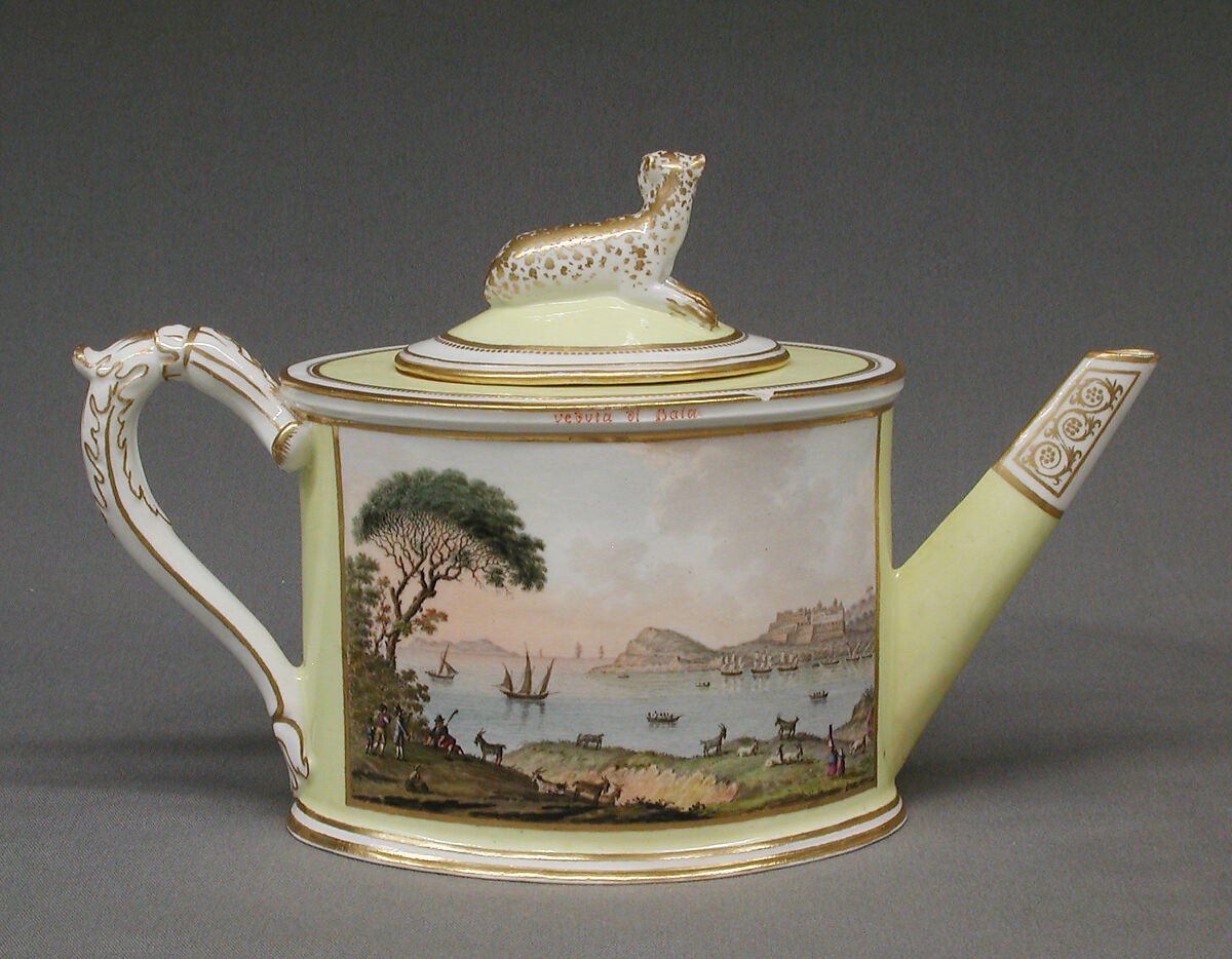 Teapot, Royal Porcelain Manufactory, Naples (Ferdinand IV period, ca. 1771–ca. 1807), Soft-paste porcelain, Italian, Naples
