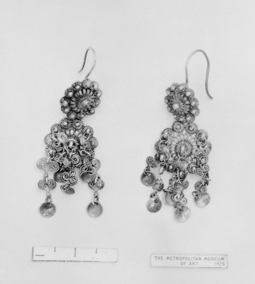 Earring, Jacob Ulrich Holfeldt Tostrup (Norwegian, Sande, near Stavanger 1806–1890 Christiana (now Oslo)), Silver filigree, Norwegian, Christiania