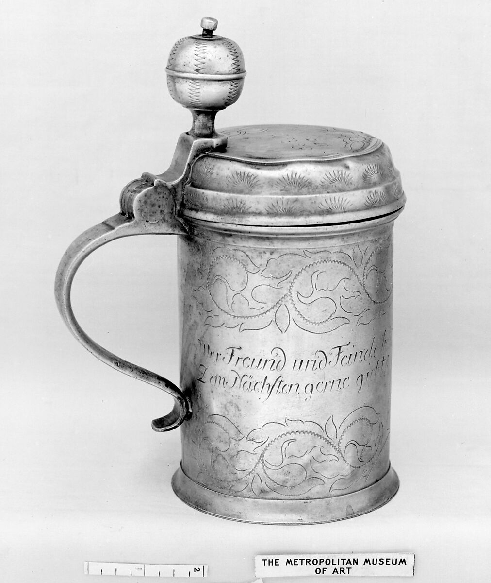 Tankard, Christian Gottlieb Goebel (master 1765, died probably before 1785), Pewter, German, Dresden 