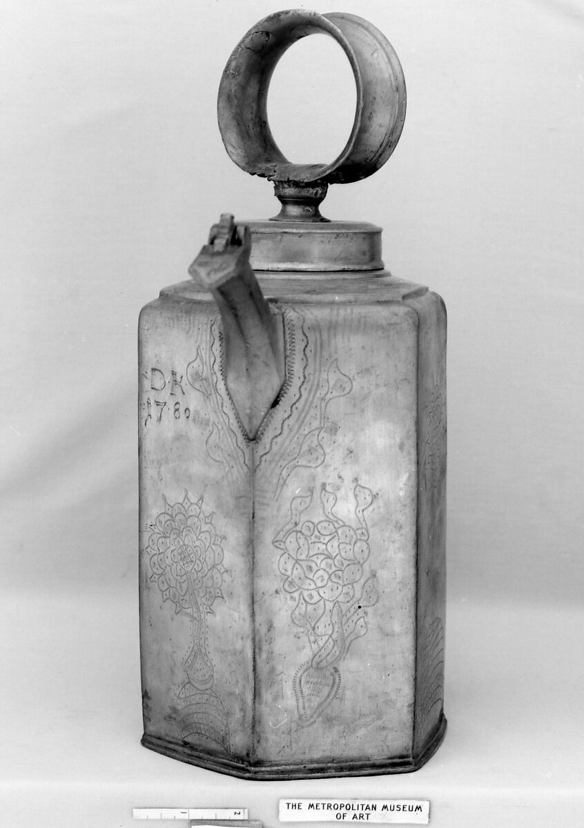 Wine can, Abraham Hiller (1719–1798), Pewter, Swiss, Saint Gall 