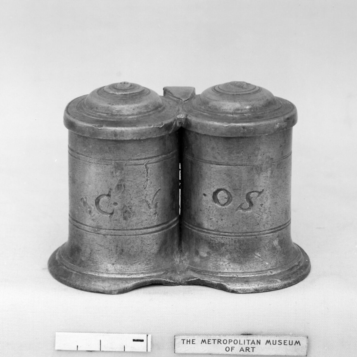 Chrismatory or oil-stock, Pewter, probably Flemish 