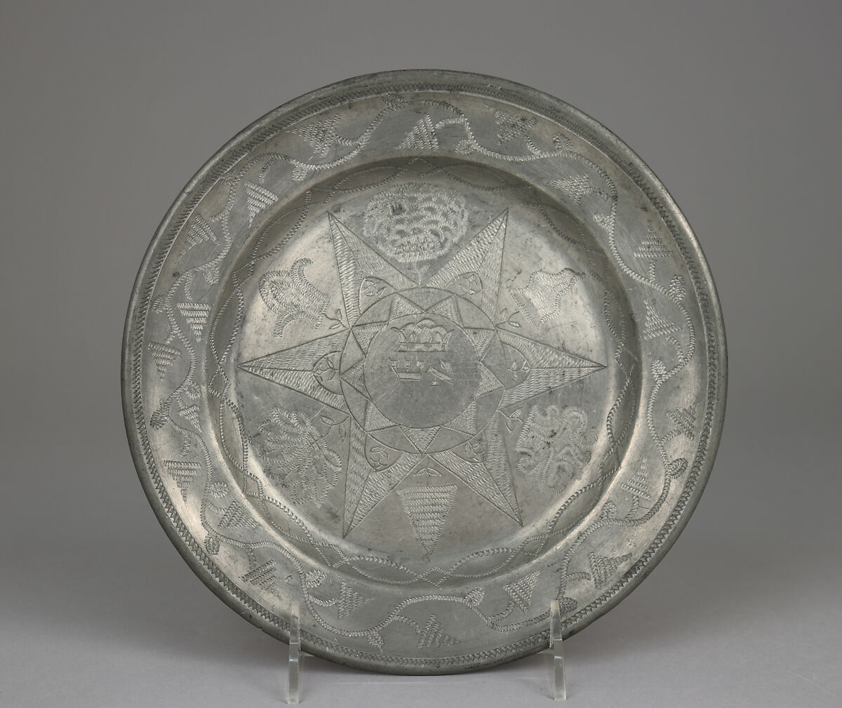 Plate, I. A. S. II, Pewter, German, Rokitzan 