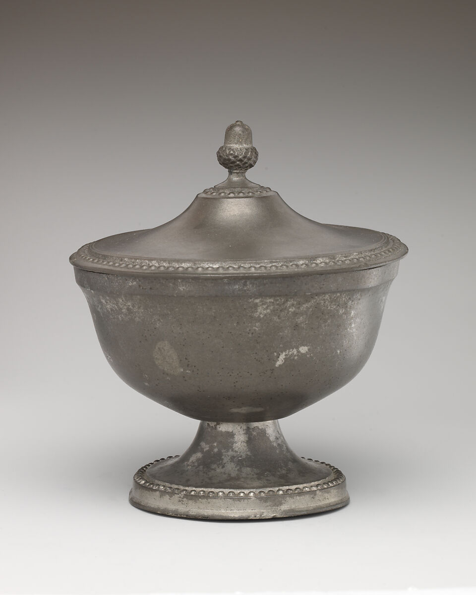 Bowl with cover, Pewter, possibly British 