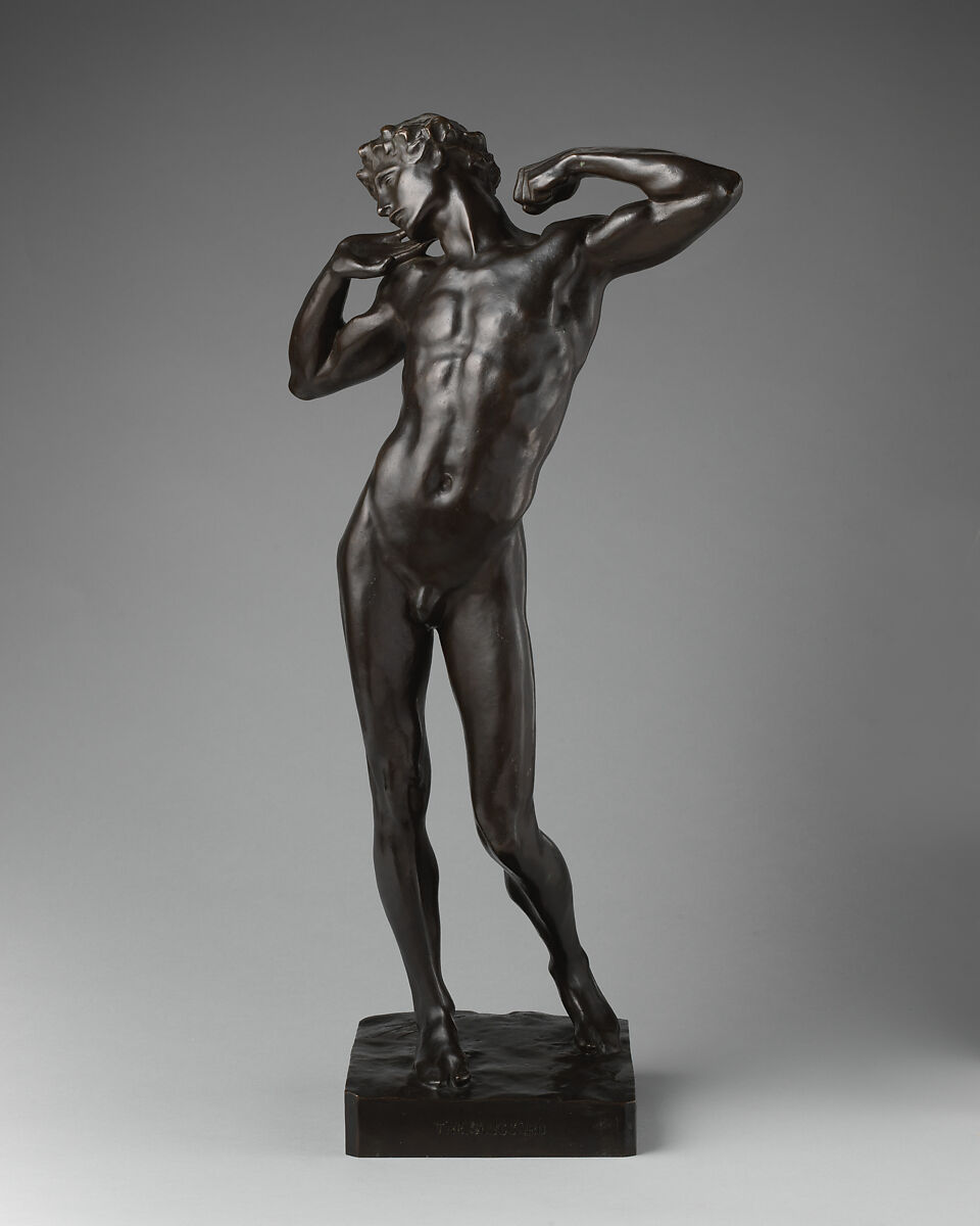 The Sluggard, Frederic, Lord Leighton (British, Scarborough 1830–1896 London), Bronze, dark olive brown patina, British, London 