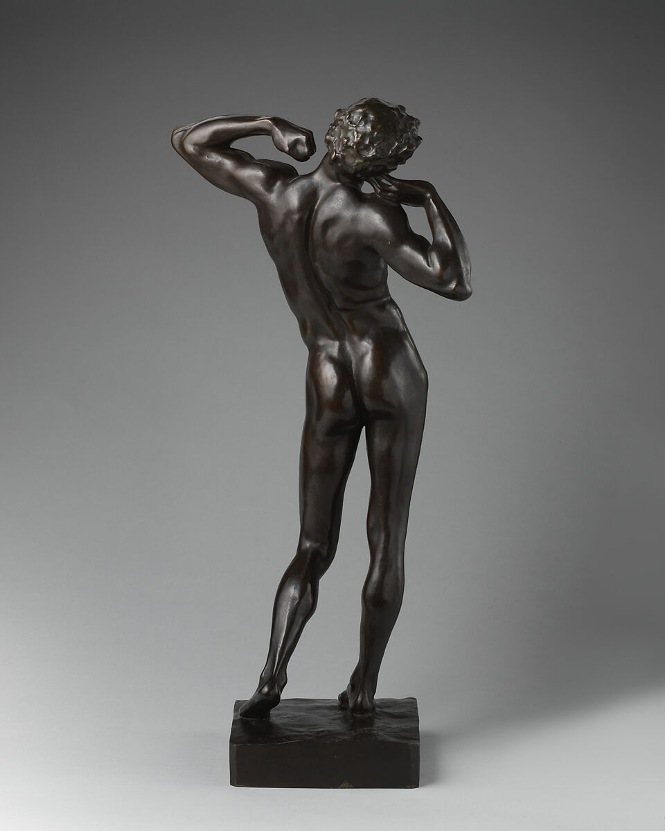 The Sluggard, Frederic, Lord Leighton (British, Scarborough 1830–1896 London), Bronze, dark olive brown patina, British, London