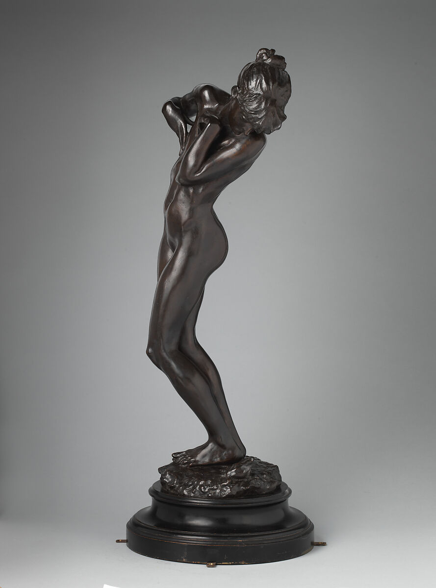 Needless Alarms, Frederic, Lord Leighton (British, Scarborough 1830–1896 London), Bronze, dark olive brown patina, British