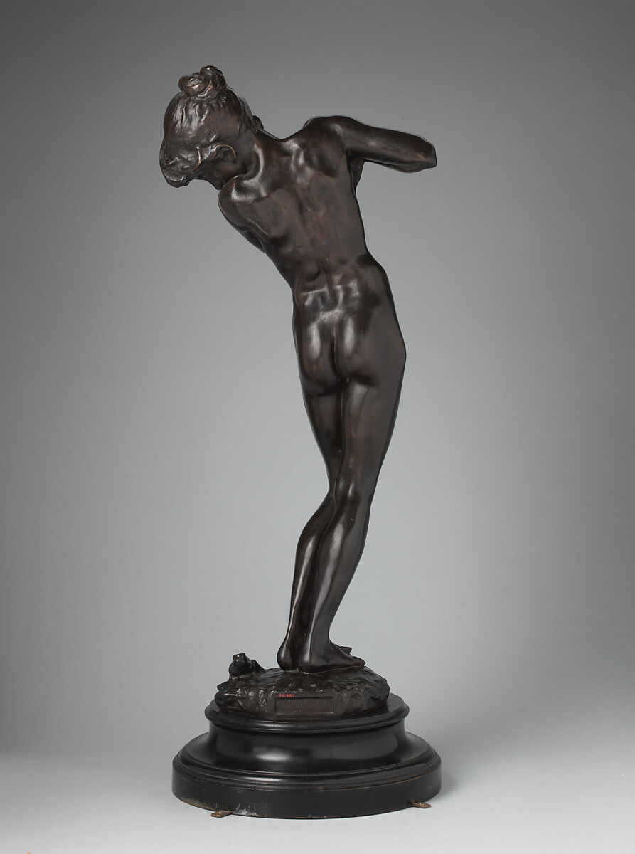 Needless Alarms, Frederic, Lord Leighton (British, Scarborough 1830–1896 London), Bronze, dark olive brown patina, British
