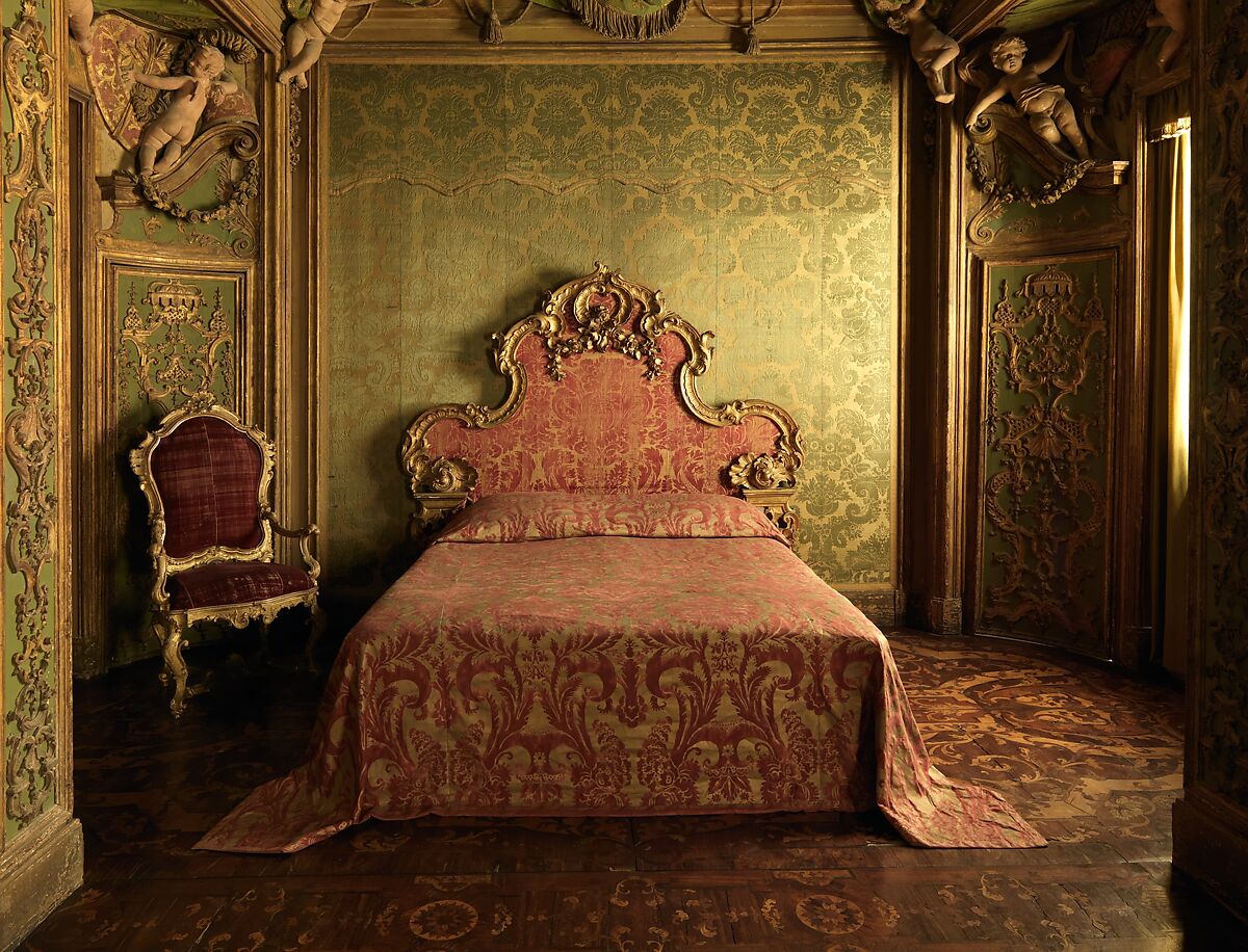 Bedroom from the Sagredo Palace, Stuccowork probably by Abbondio Stazio (Swiss (active Italy), Mossagno, near Lugano 1663–1745 Venice), Wood, stucco, marble, glass, Italian, Venice 
