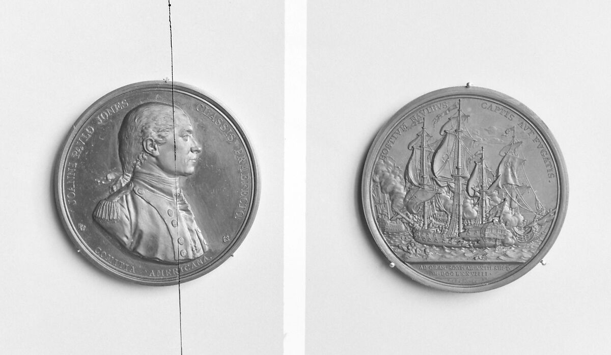 The Engagement of John Paul (Jones) (1747–92) with the British ship Serapis off Flamborough Head, September 23, 1779, Medalist: Augustin Dupré (French, Saint-Etienne 1748–1833 Armentières-en-Brie), Bronze, struck, French 