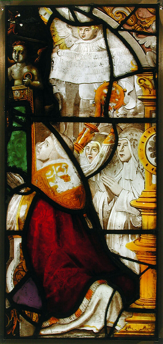 Saint Norbert and Nuns, Stained glass, Flemish 