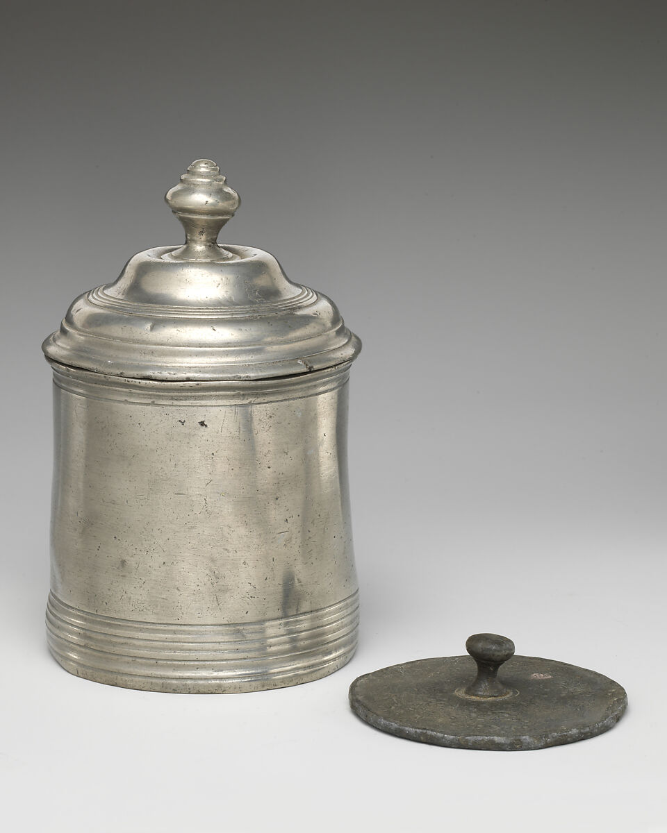 Box and cover with inner cover, Pewter, probably British 