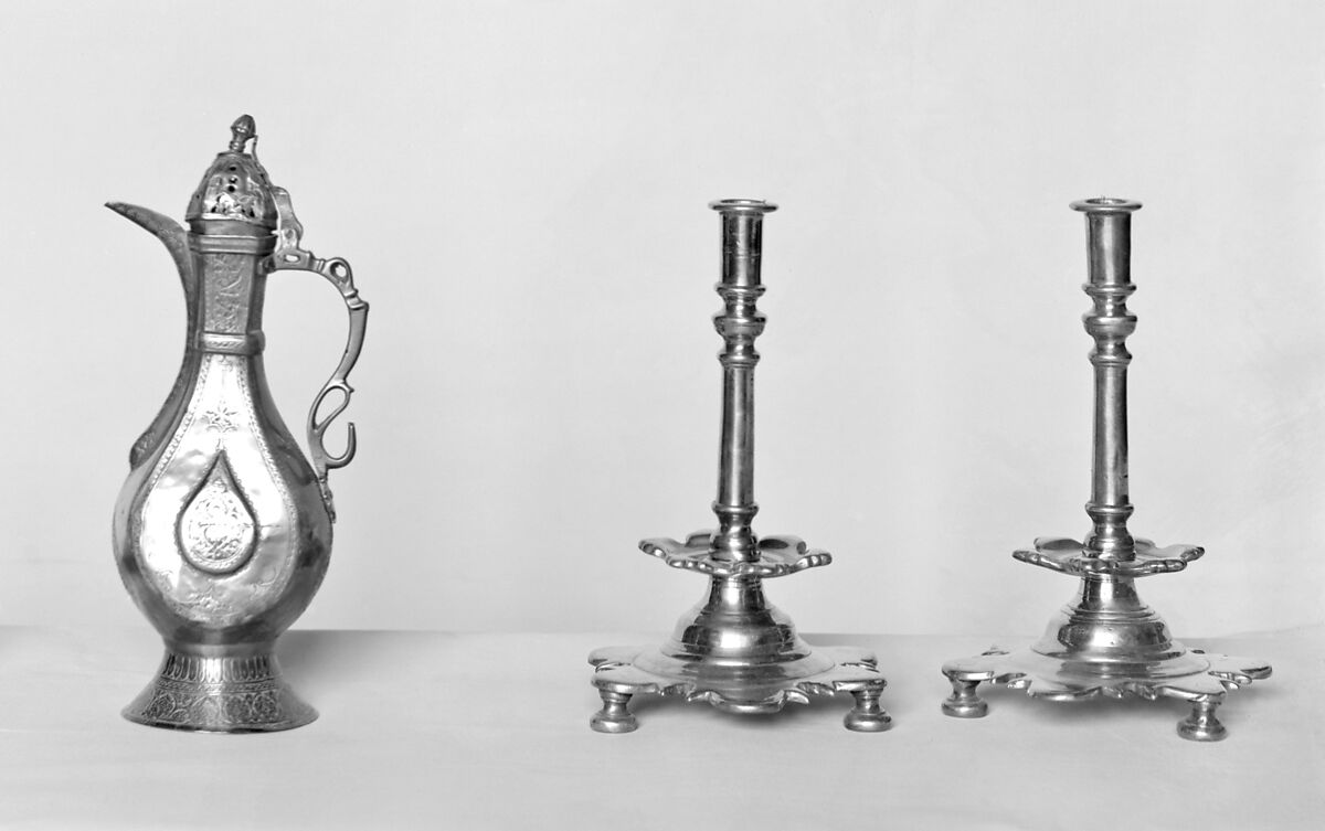 Pair of candlesticks, Brass, Russian 