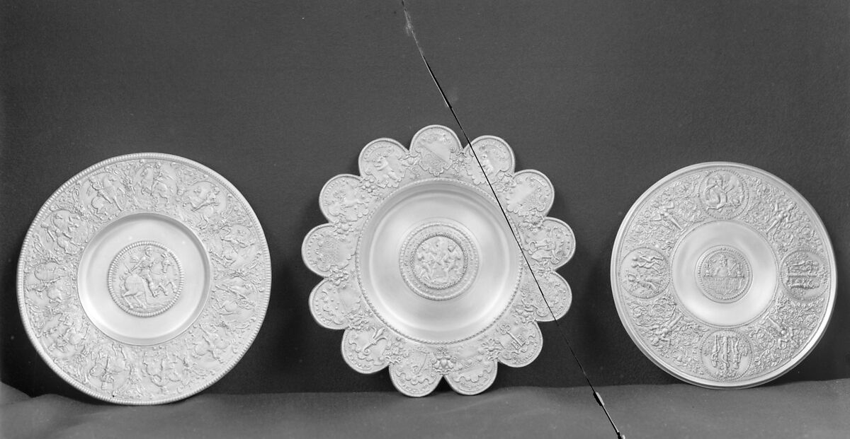 Plateau, After an original by François Briot (French, ca. 1550–1612), Pewter, British, Birmingham, after French original