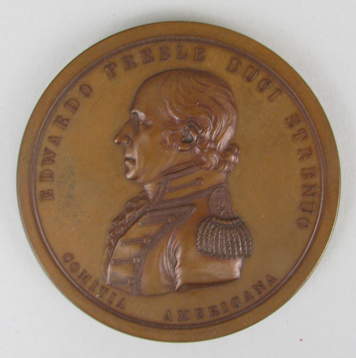 Commodore Edward Preble (1761–1807) and his Bombardment of Tripoli, August 3, 1804, Johann Mathias Reich (American (born Germany), Fürth, Bavaria 1768–1833 Albany, New York), Bronze, struck, American 
