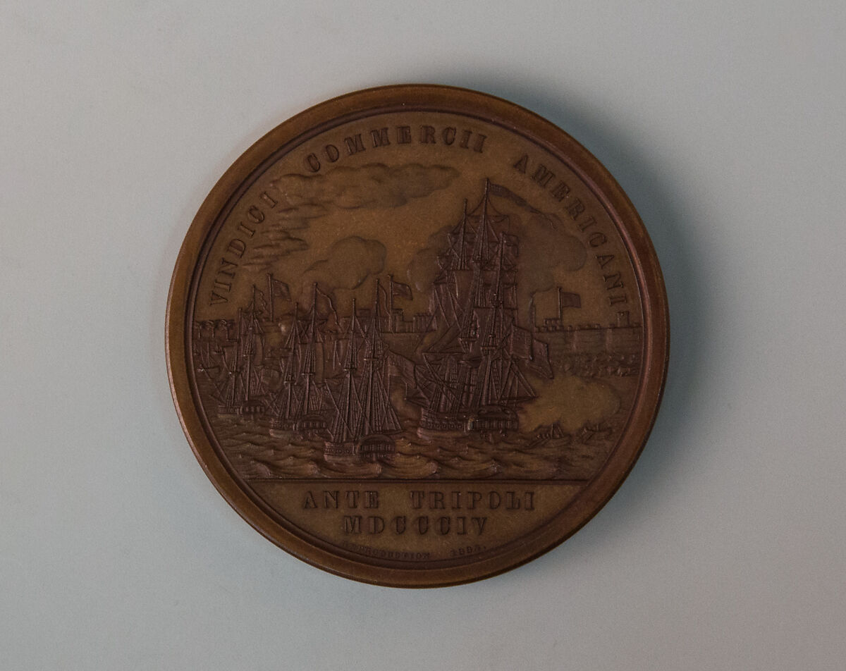 Commodore Edward Preble (1761–1807) and his Bombardment of Tripoli, August 3, 1804, Johann Mathias Reich (American (born Germany), Fürth, Bavaria 1768–1833 Albany, New York), Bronze, struck, American