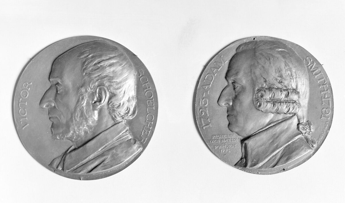Adam Smith, Political Economist, Medalist: François-Joseph-Hubert Ponscarme (French, Belmont-les-Monthureaux, Vosges 1827–1903 Malakoff, Hauts-de-Seine), Bronze, cast, French 
