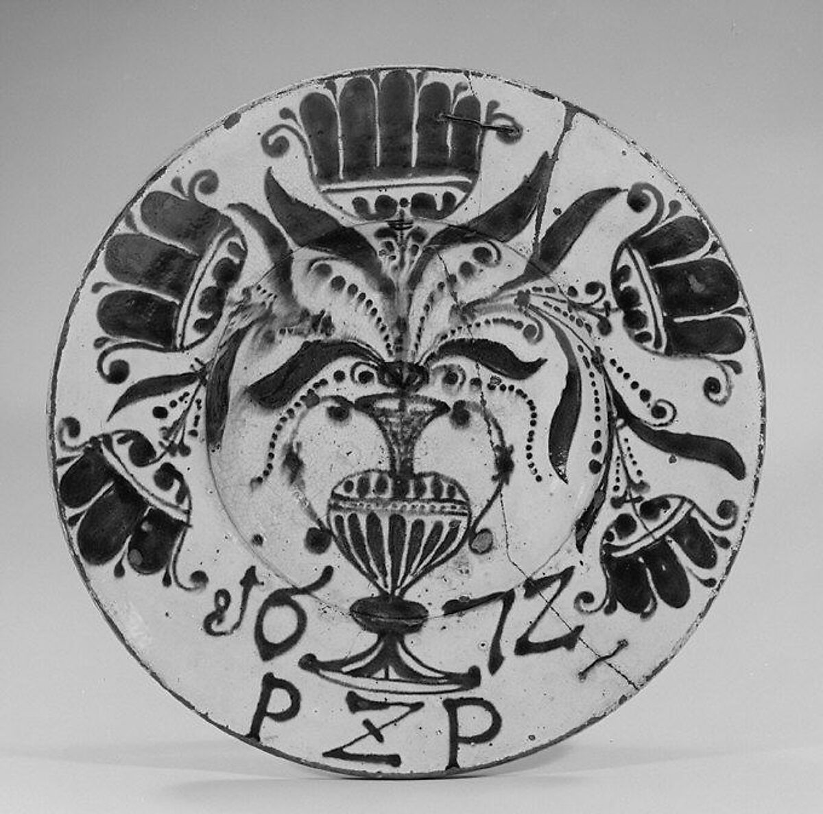 Plate, Enameled earthenware, European 