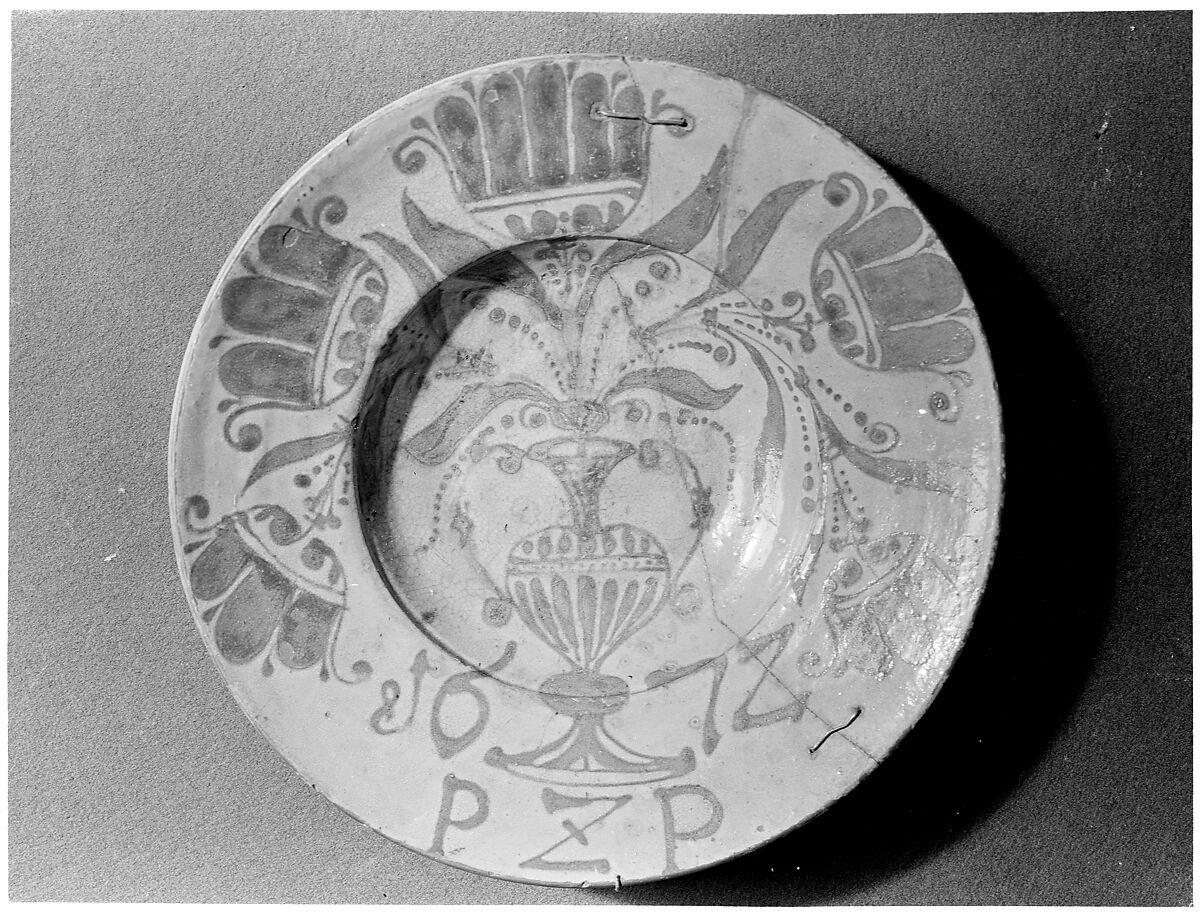 Plate, Enameled earthenware, European
