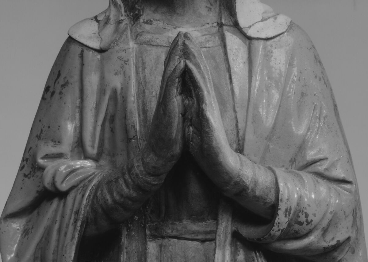 Kneeling Madonna, Giovanni della Robbia (Italian, Florence 1469–1529/30 Florence), Terracotta, partially glazed and gilded, Italian, Florence