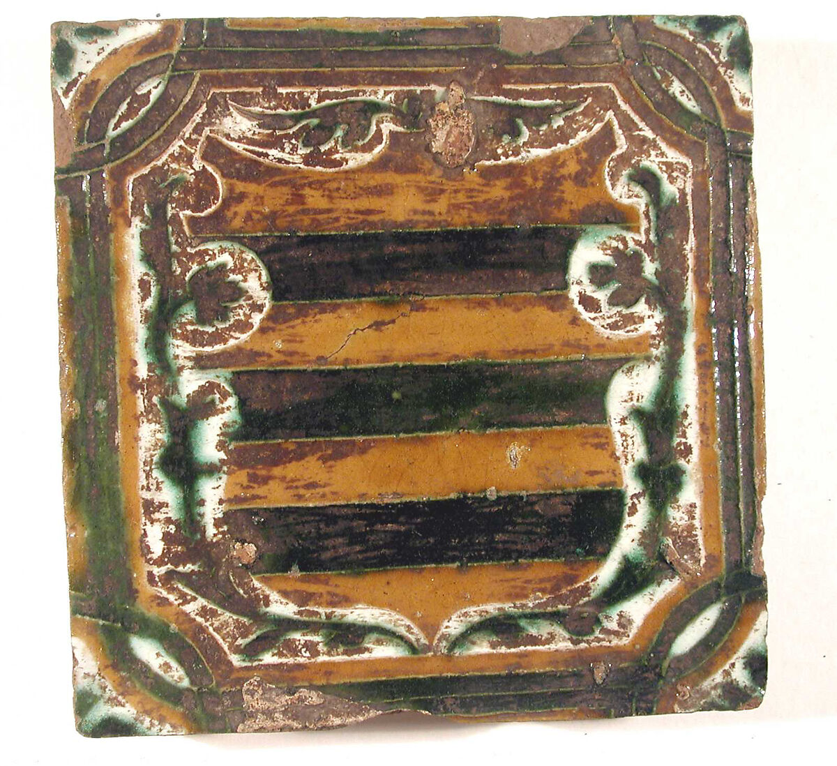 Wall tile, Tin-glazed and luster-painted earthenware, Spanish, Andalusia 